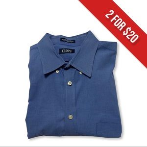 Chaps Blue & White Classic Fit  Longsleeve Dress Shirt- 18 1/2 Neck 36-37